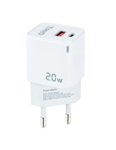 CARGADOR  5V ENCHUFE 2 X USB   TYPE C, USB, 20W BLANCO...
