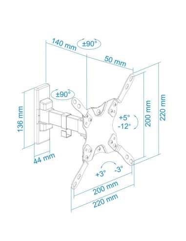 SOPORTE MONITOR/TV 13-42" TOOQ 2 PIVOTES GIRA Y...
